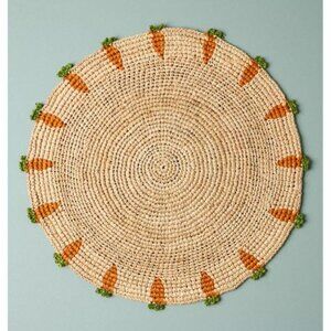 NWT ANTHROPOLOGIE EASTER Payton James Handwoven Carrot Round Placemat 14"